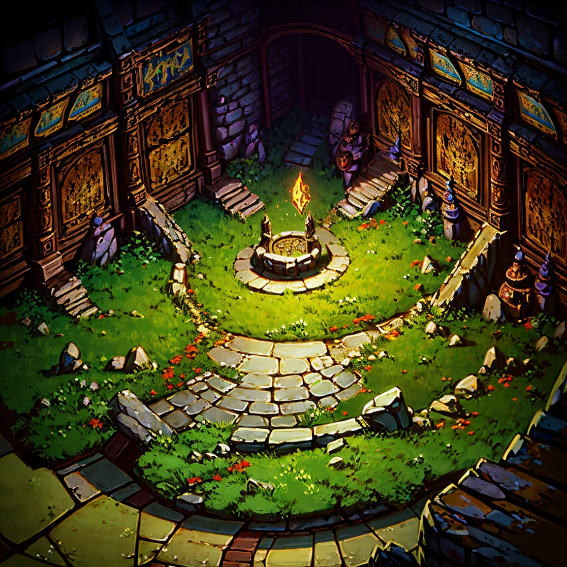 Dungeons and dragons battle map, underground, rocky, giants lair