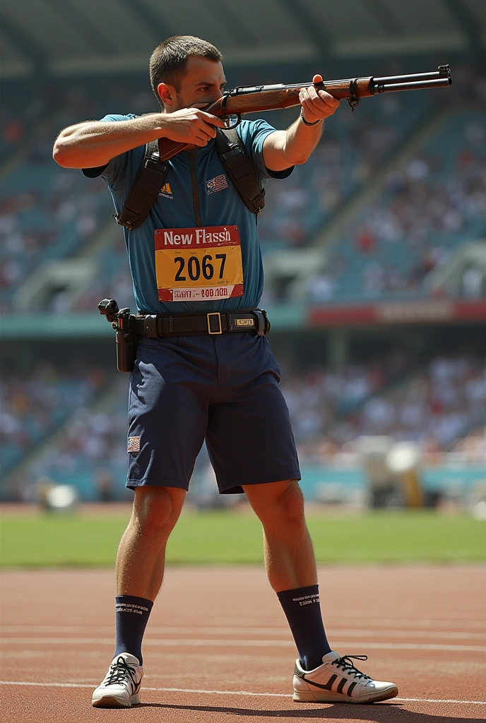 Olympian in shooting、whole body
