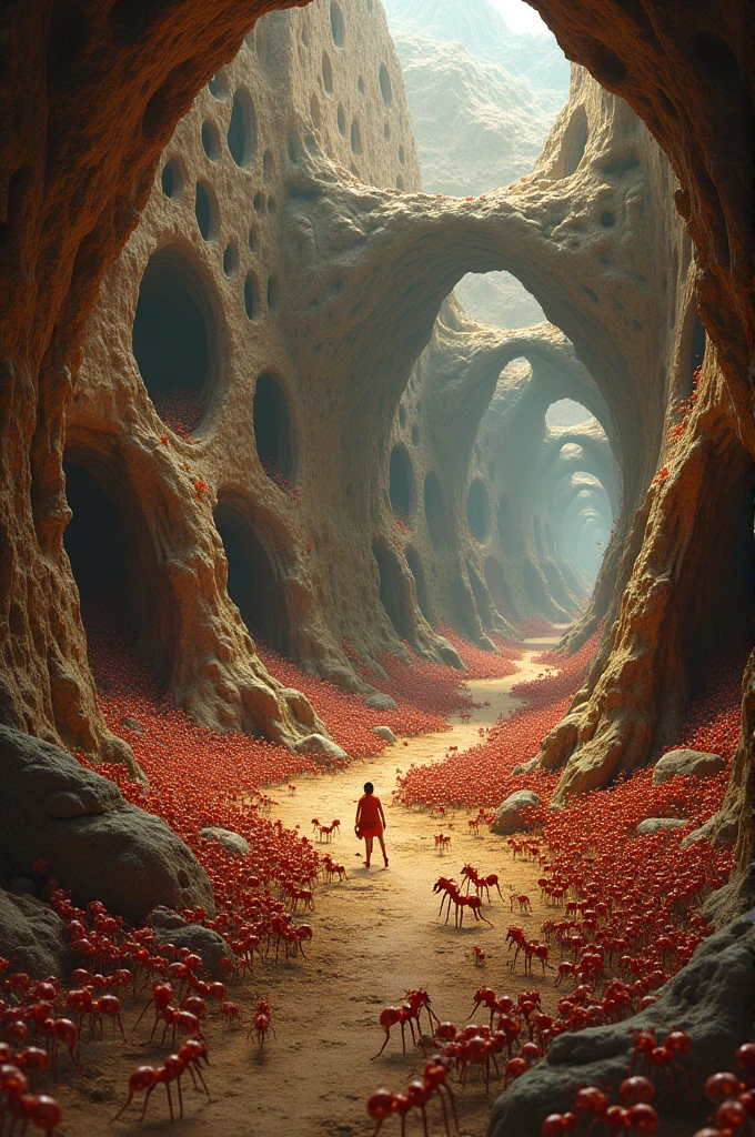 red ants with red ant kingdom background with a ratio of 1280 x 720 pixels