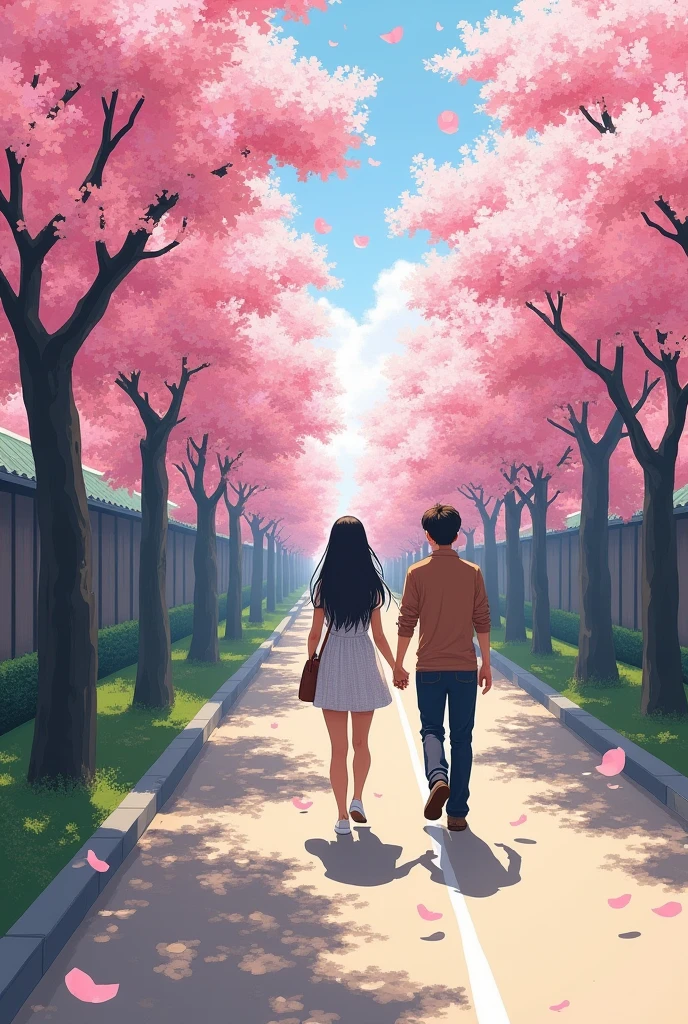 The two of them walk happily along the cherry blossom-lined street　　　　But we broke up　　　　But women still think about it.　　　If you look at yourself again, you will have a new dream.(Painters etc.)I found　　　But his family and others were against it.　　　Even in difficult times, I remember those days々　　　　Such a picture is beautifully drawn and on the left is a picture of the past.々(Walking along the cherry blossom-lined street)It feels like you&#39;re looking at it from the top right.　　　　　　On the right side, you can see the progress of the person moving towards their dream.　　　Try not to draw the face, divide the picture in half, and make the left side brighter and more about the past.　　On the right is a figure working towards his current dream.