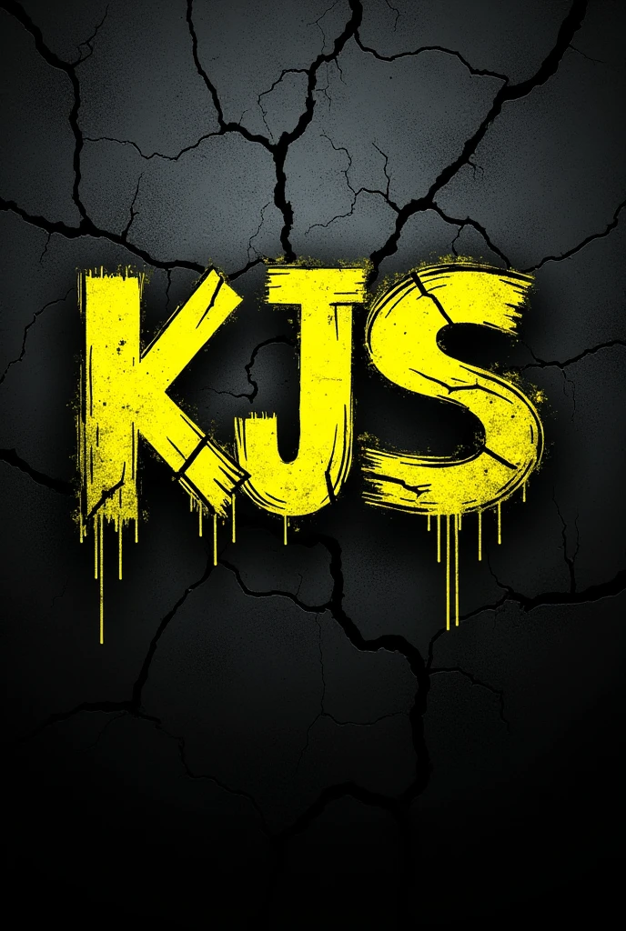 I want a HD image Let them say "KJS"
And the color of the letters in Graffiti is a bright strong neon yellow that illuminates the cracked background with 1366x748 format