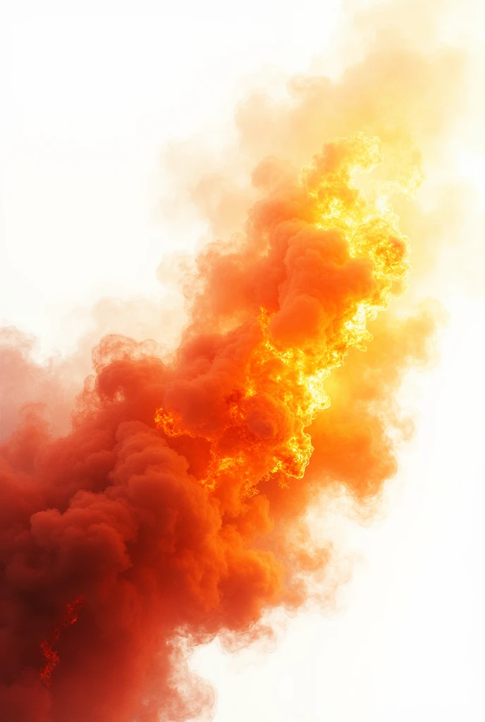 Very wide, very animated fire and a white background