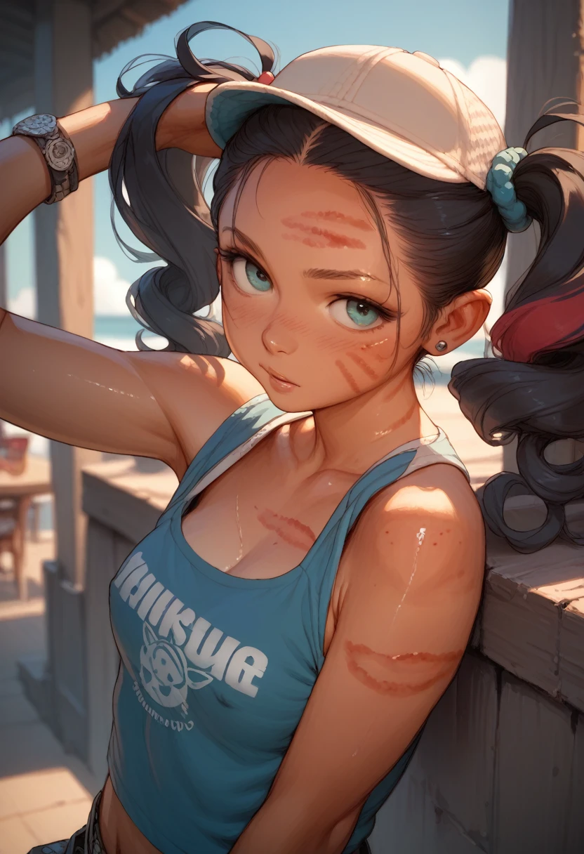 Sunburn mark、Twin tails、Completely naked、tits、Nipples