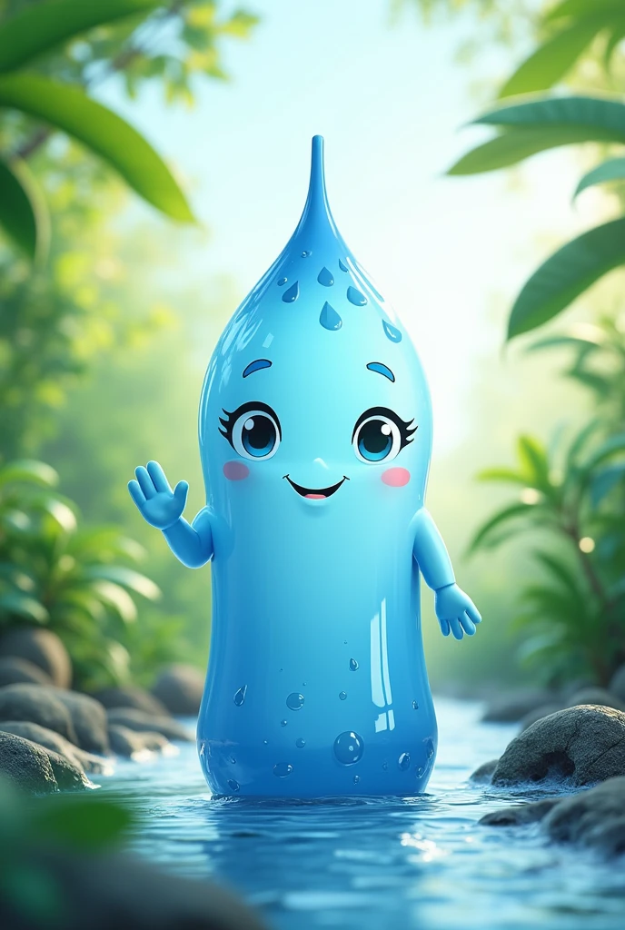 Create a professional mascot for a biodegradable water bottle packaging team