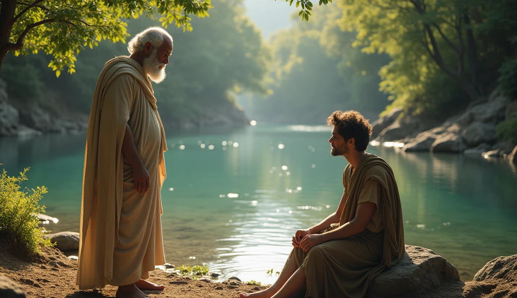 Socrates told that person to meet him near the river tomorrow morning, there he would get the answer to his question.