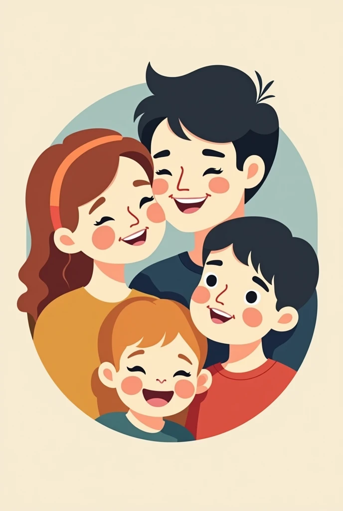 create a pretty stylish logo of the faces of three happy people, a mother, a father and a child