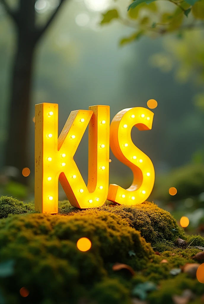 I want an image with a natural background. Let them say "KJS"
And let the color of these letters be yellow, bright Beautiful letters