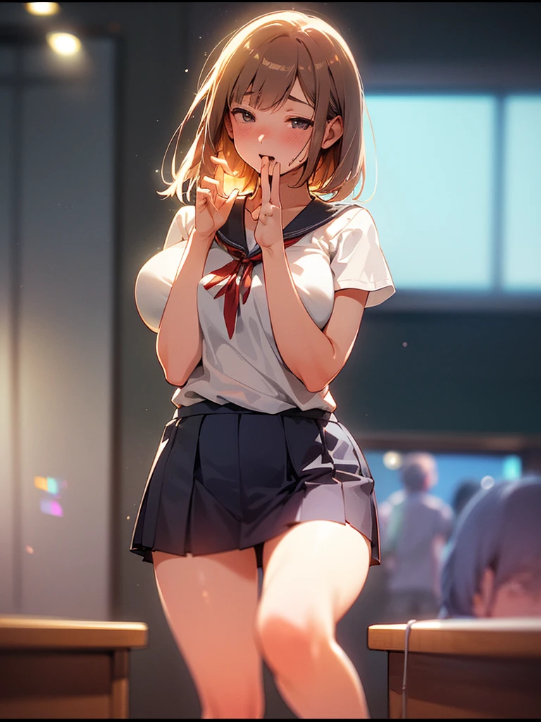 (Sumilux f1.4 50mm , low Latitude old color negative film , cross process , (bokeh), flare, chromatic aberration , soft focus, (Shallow focus) , soft glow , Maximum aperture, high Key , Transparent depiction , Tyndall)  , Hidden camera installed in classroom captures obscene reality of girls' high school , lesbian