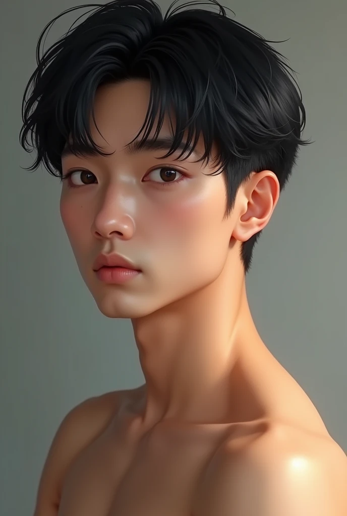 ((High quality)), ((masterpiece)), ((highly detailed)), perfect face, realistic, ((man)), ((Asian)), full body, young, 20 years old, black hair, comma hair cut style, ((handsome)), detailed eyes, beautiful detailed nose, realistic body, realistic light, comfortable expressions, cute guy, sweat guy, cool guy, young, muscular body, sexy, hot, shirtless, topples , nude, naked