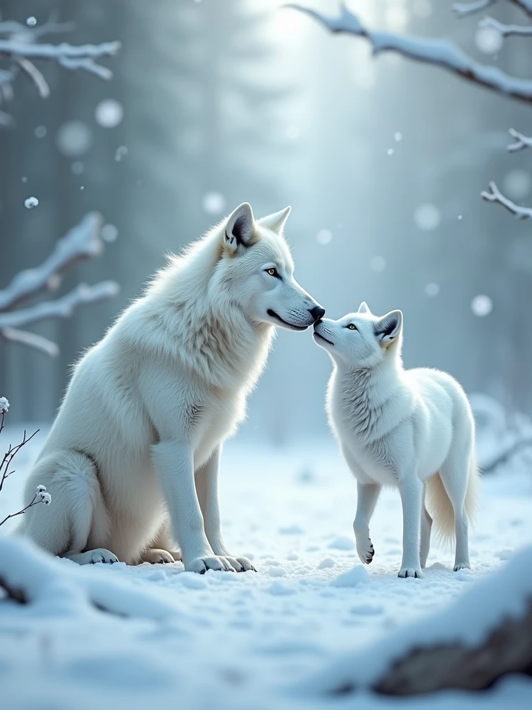white wolf and white fox
