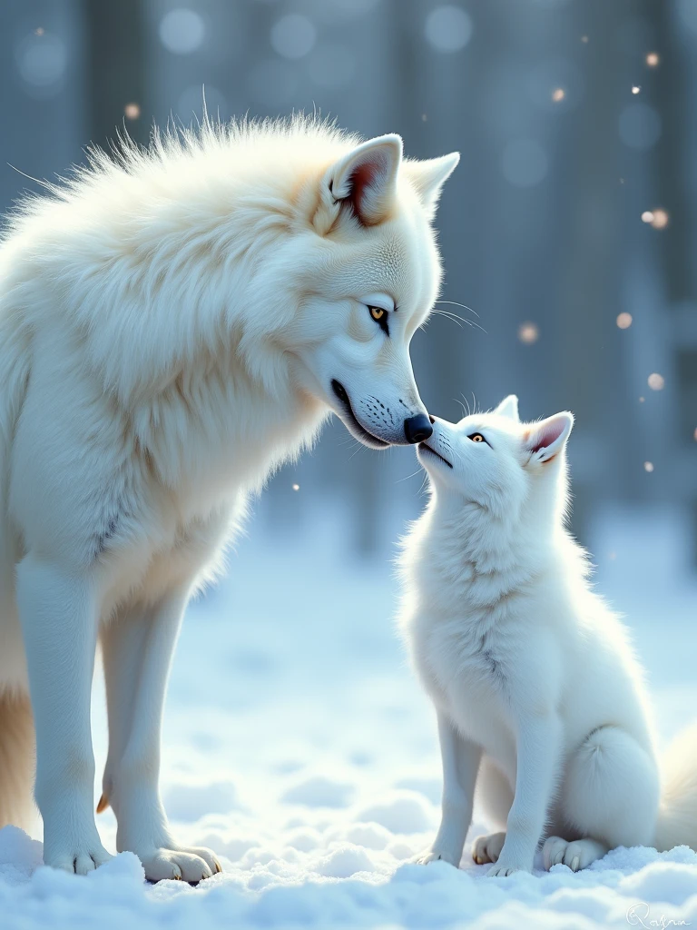white wolf and white fox