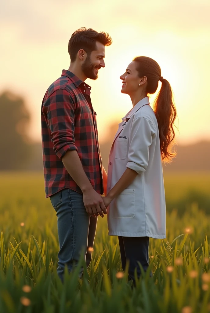 A young agronomist with his doctor girlfriend is happy