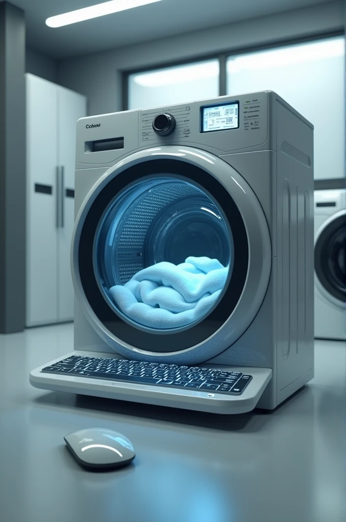 Washing machine with a keyboard and a mouse