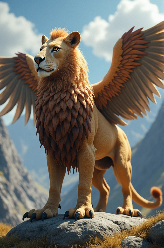 A half lion and half osprey griffin 