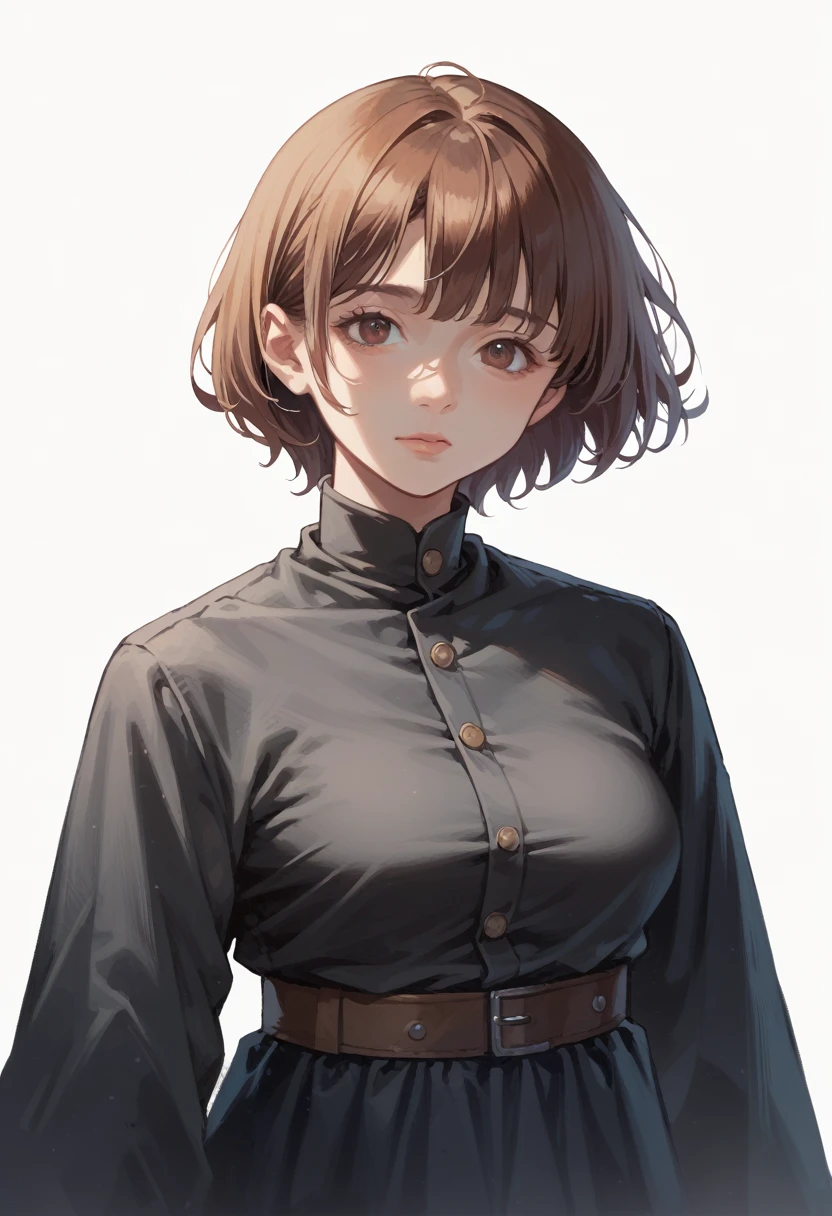 anime girl with short hair and brown eyes in a black dress, semirealistic anime style, anime style portrait, face anime portrait, painted in anime painter studio, in an anime style, portrait of an anime girl, sayori, made with anime painter studio, portrait of anime woman, detailed anime soft face, perfect anime face, in anime style, anime realism style,

perky breasts,pointy breasts, torpedo breasts, large breasts