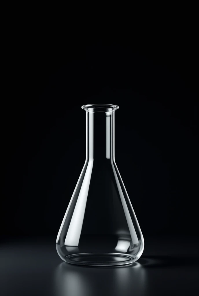 An Erlenmeyer flask on a black background