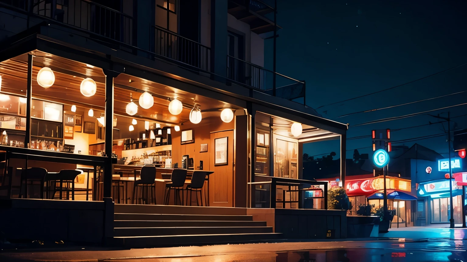 laugh jazz atmosphere, estilo noturno, stages, instruments, everything that reminds me of jazz, change the lighting of the place and without any musician, 8k realistic