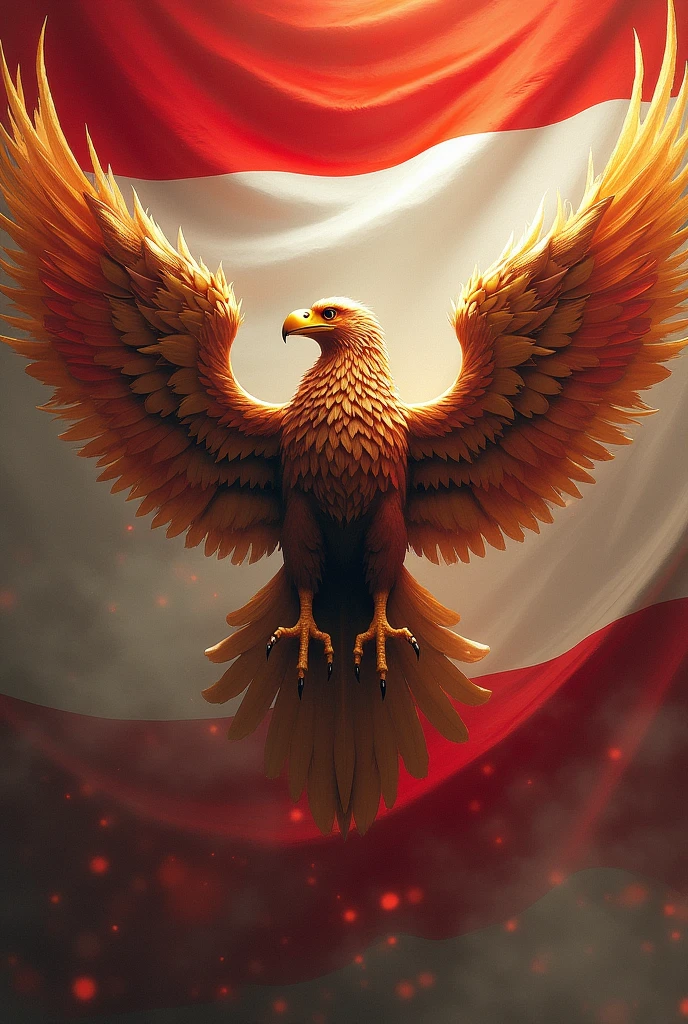 Garuda bird and red and white flag 