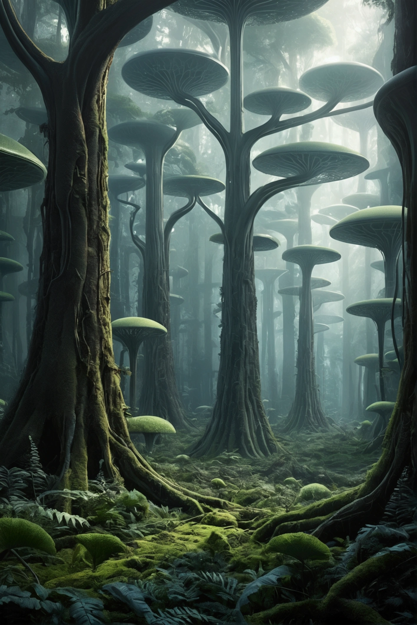 alien forest ,futurist ,life without waste