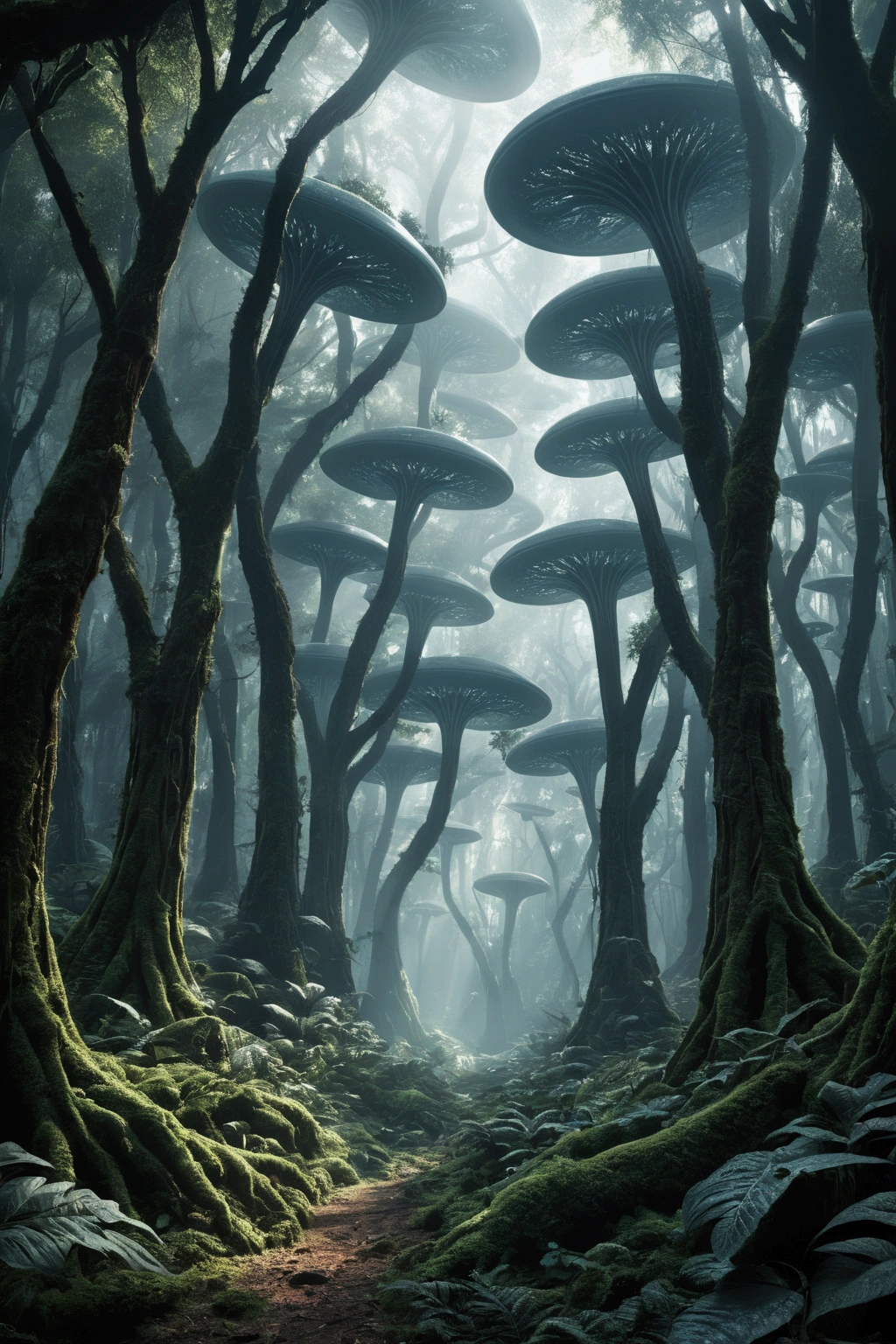 alien forest ,futurist ,life without waste