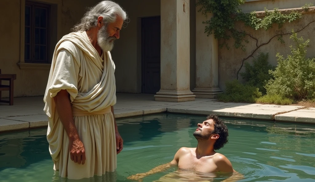 Socrates kept him immersed in water for a long time.