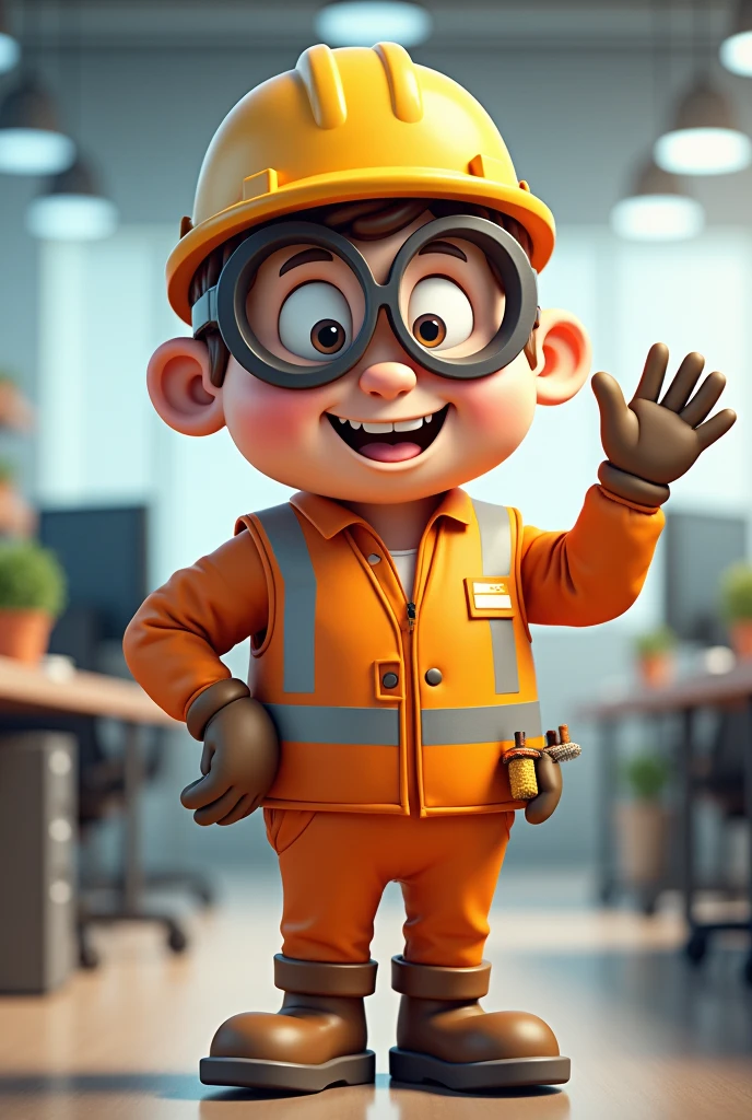 Generate a funny mascot image focusing on workplace safety: