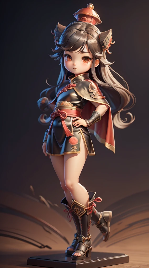 (Best quality), masterpiece、Top quality、Super detailed、 3D, 2 year old girl,Big head doll。face camera,Full body portrait((Red cape)),Nendoroid 3D, Zhao Yun, guan yu, Big-headed figures。The red shrimp shell is very cute。Cute expression。(Shrimp head red helmet),Two raised shrimp eyes on both sides of the top. (The top of the head is decorated with two long shrimp tentacles.)。wearing samurai armor。(The other hand holds the sword,There are many swords,Shutter shape details)。The instrument shimmers with metallic luster.。Stance defensive martial arts。Chinese Kung Fu styling。Action。Realistic characters。The hand has 5 fingers。Correct posture for holding a gun