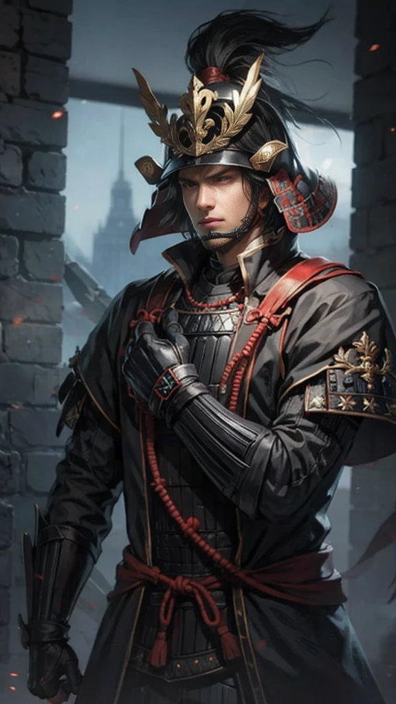 Wearing a black helmet:1.3