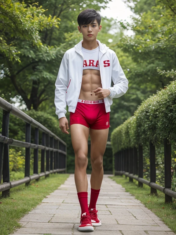 teenagers , young , light-skin , wearing an dark red sexy underwear, tmasterpiece,k hd,the feet,Transparent sports vest,semi transparent,black long socks,The barefoot , red colour , handsome and cute , extreme cute boy , white skin , dark red underwear boxers shorts , extremely tall and cute boy ,oppa model , handsome model , full body , dark red boxers underwears short shorts , black socks , white light-skin , Chinese model , young boy , white skin , handsome and extremely cute , red boxers underwear shorts , long black socks , handsome model , at the park , jogging , model oppa , long legs , jogging , running , high knee black socks ,black long socks , stand up , extremely tall , extremely high , red underwears , red sports underwear , long black socks , clean and white legs , Chinese model , extremely long legs , looking at the camera , clean and white thigh , heavy bulge , kid face , baby face , wearing jacket , red underwears boxers , light and white skin , Chinese model , strike a pose , sexy pose , flexing pose , show off his handsome pose , size different , height different , tallest boy in the world , height comparison with other boy