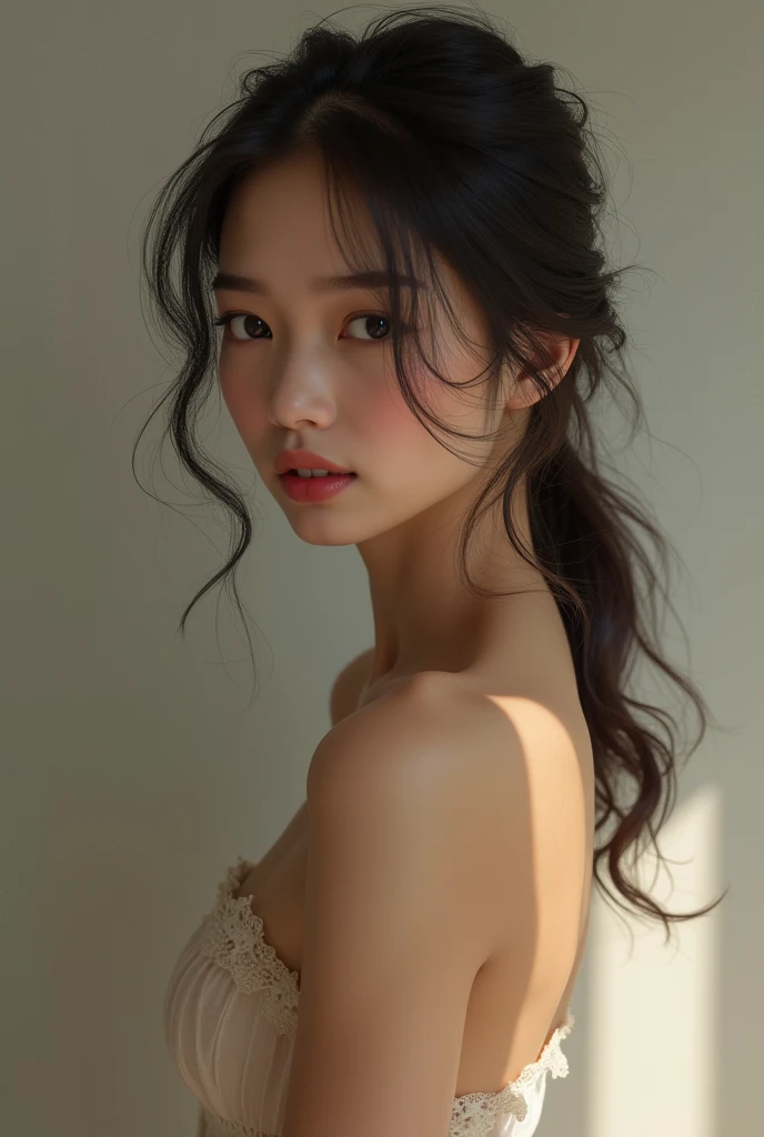 (photorealism:1.2), young transsexual girl, nude full body