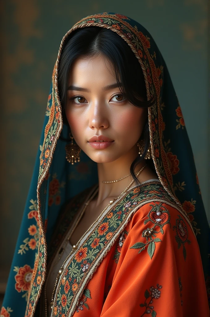 Asian women with Kurdish traditional dress
