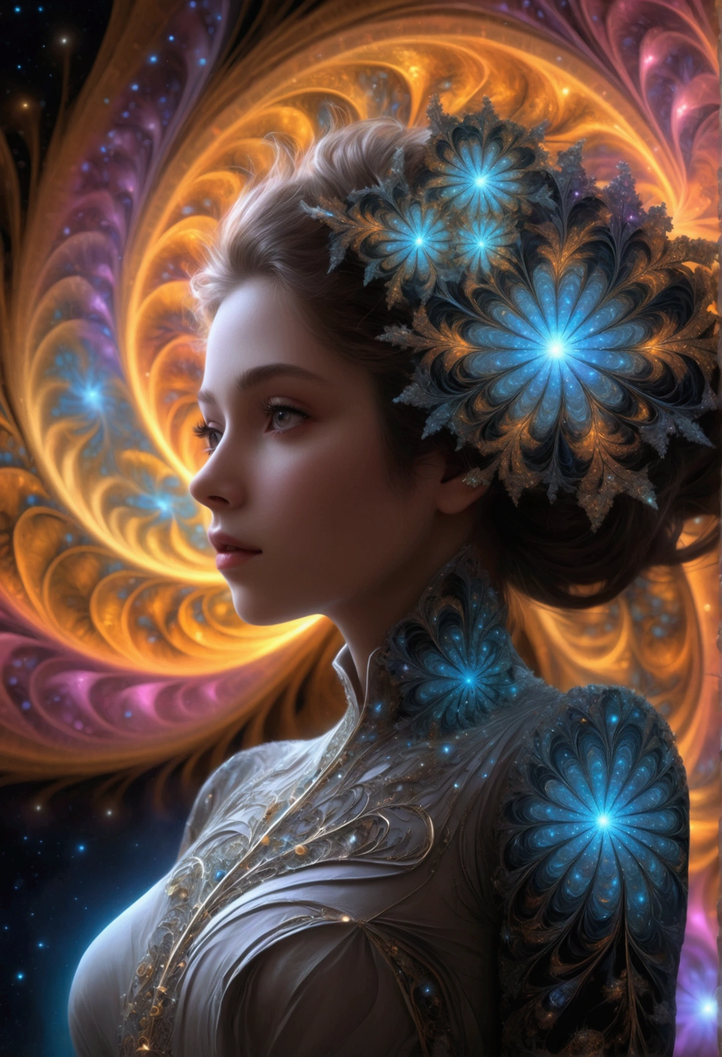 (masterpiece, top quality, best quality, official art, beautiful and aesthetic:1.2), (1girl), extreme detailed,(fractal art:1.3),colorful,highest detailed in space