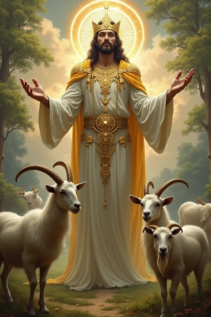 Make a picture of god with goats
