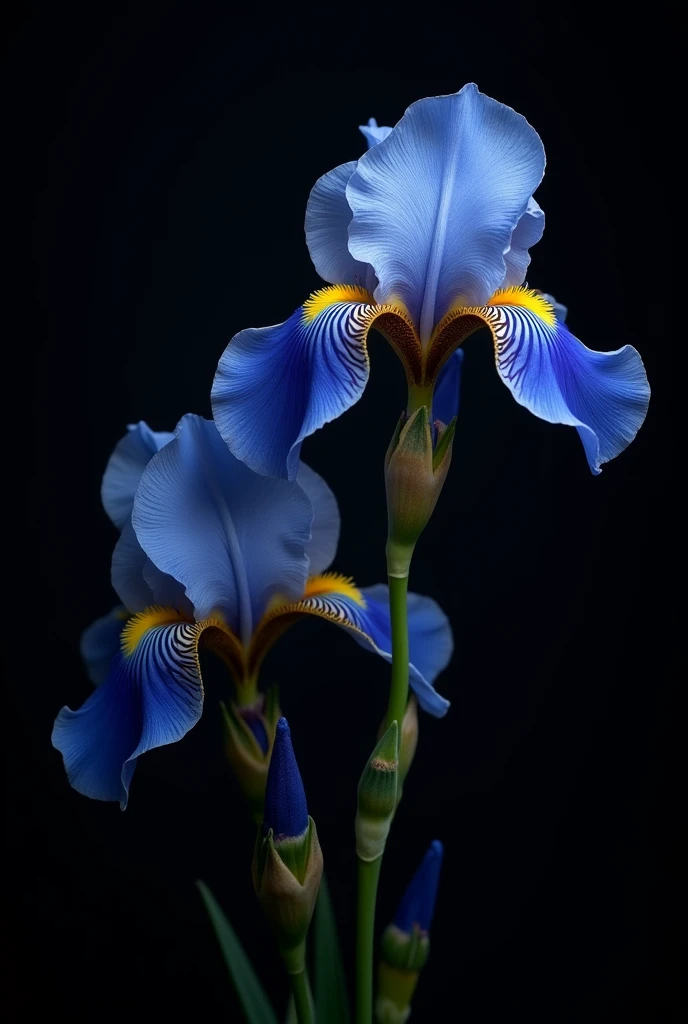 Dark blue and yellow iris flower 4k mobile wallpaper with black background