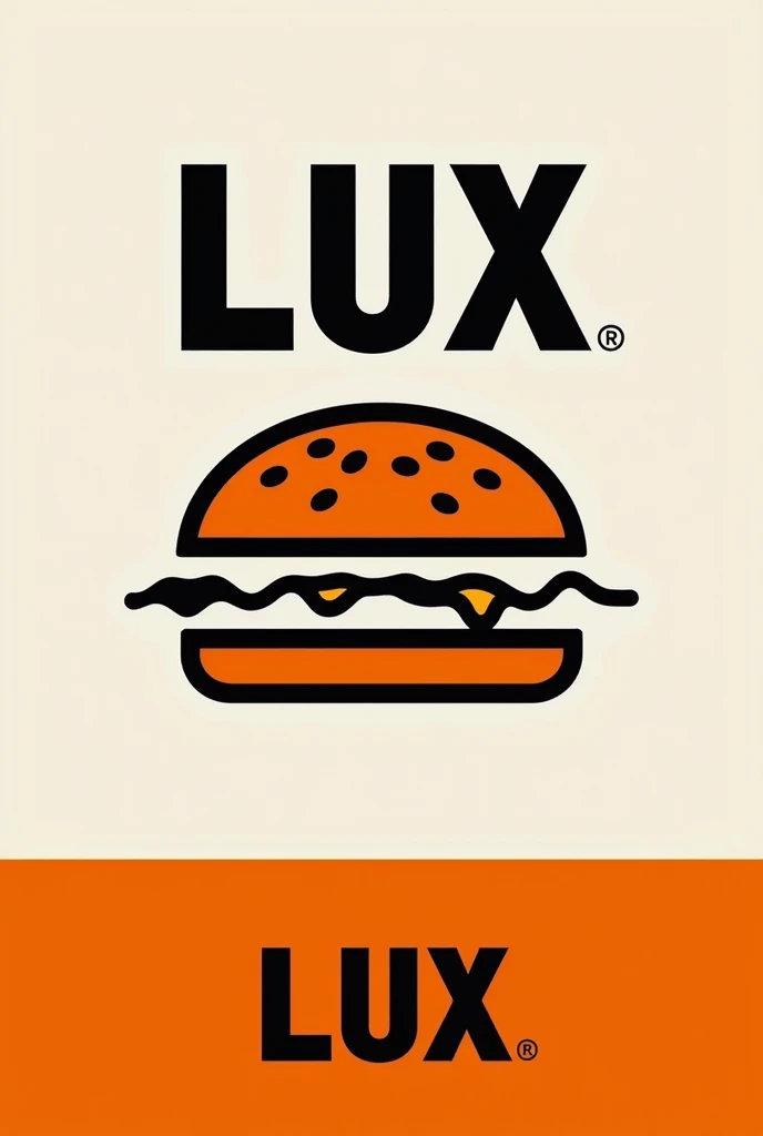 I want a logo for a fast food hamburger restaurant,etc called lux striking with black and orange colors
