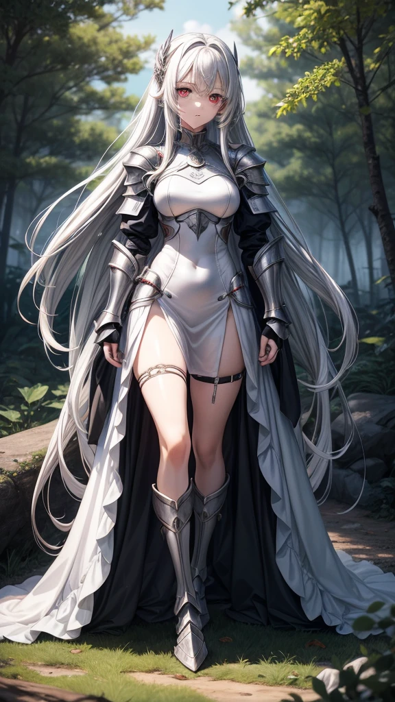 アニメ, 15 year old girl, {face perfect}, {long white hair}, {[dark red eyes]}, {asymmetrical eyes}, {perfect nose}, {visible lips}, {full body 5.0}, {silver armor 1.6 complete}, {silver thigh}, {at a forest}

{8k image}, {128k ultra resolution}, {ultra quality 128k}, {128k high quality sharpness}
