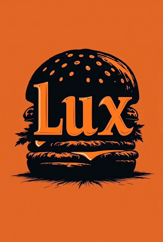 I want a logo for a fast food hamburger restaurant,etc called lux striking with black and orange colors
