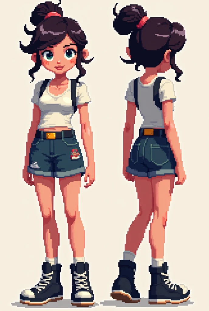 Pixel girl from the front, side and back. In 30x90