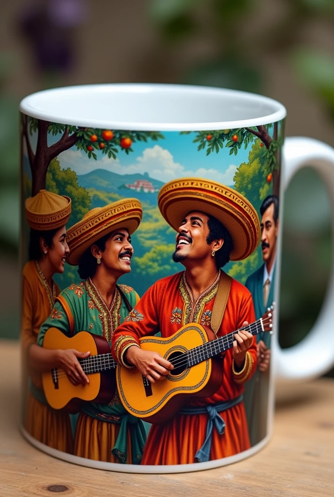 Mug with sublimation of the musical group Los Francos from Totonicapán