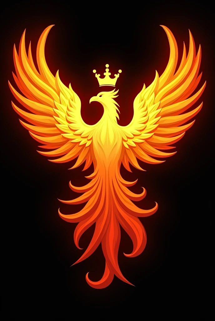 banner for channel written animated phoenix with a crown and black background
