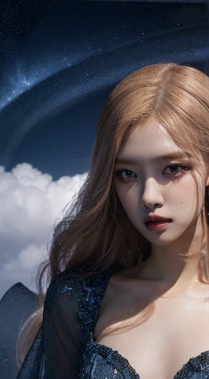 (best quality,32K,8k,highres,masterpiece:1.2),ultra-detailed,realistic:1.37,girl,beautiful dress,galaxy background,sparkling stars,ethereal atmosphere,vibrant colors,elegance,mystical,heavenly,moonlight,reflection,flowing fabric,graceful pose,gentle expression,cosmic energy,distant galaxies,dazzling beauty,Serene,stellar glow,heavenly emissary,alluring,hovering,stellar dust,enchanted garden,starlit night,sheer elegance,astral silhouette,seamless blend,gossamer veil,Interstellar Journey,effortless beauty,luminous radiance,floating petals,heavenly goddess,dreamlike grace,fashion statement,cosmic enchantress,long flowing hair,(((Flat Chest))),(Tiny),