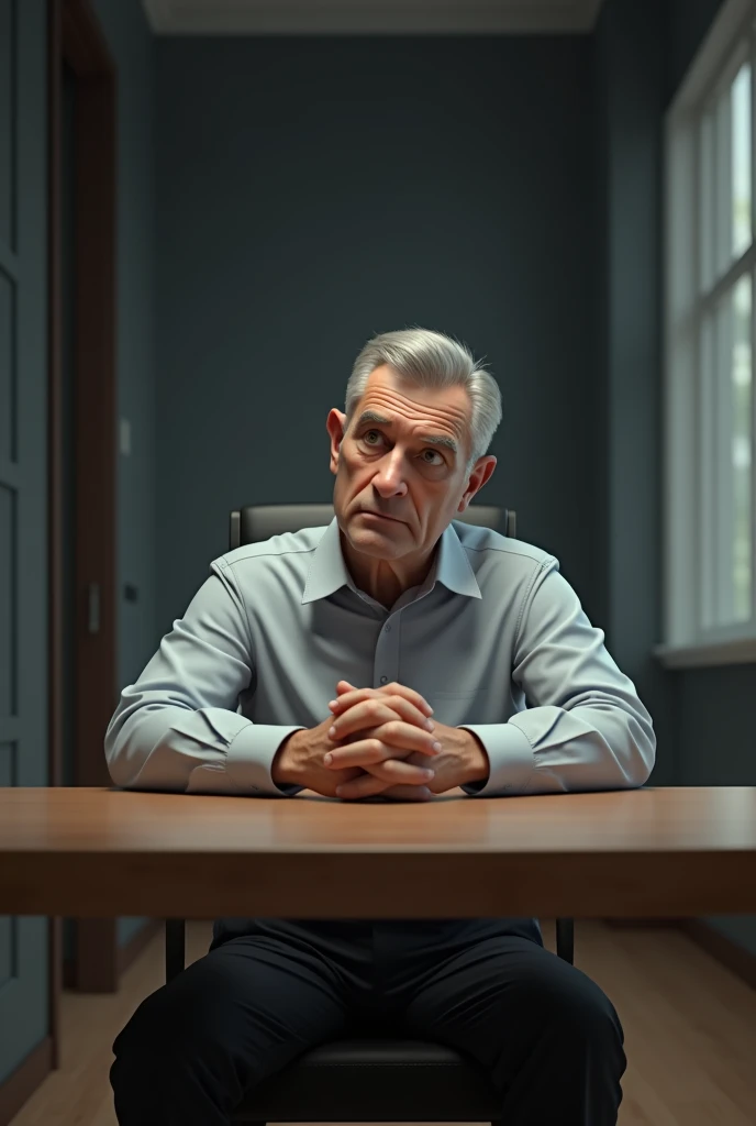 Man with hands on the table