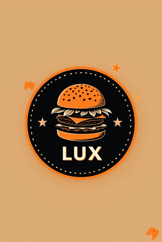 I want a logo for a fast food hamburger restaurant,etc called lux eye-catching with premium black and orange colors