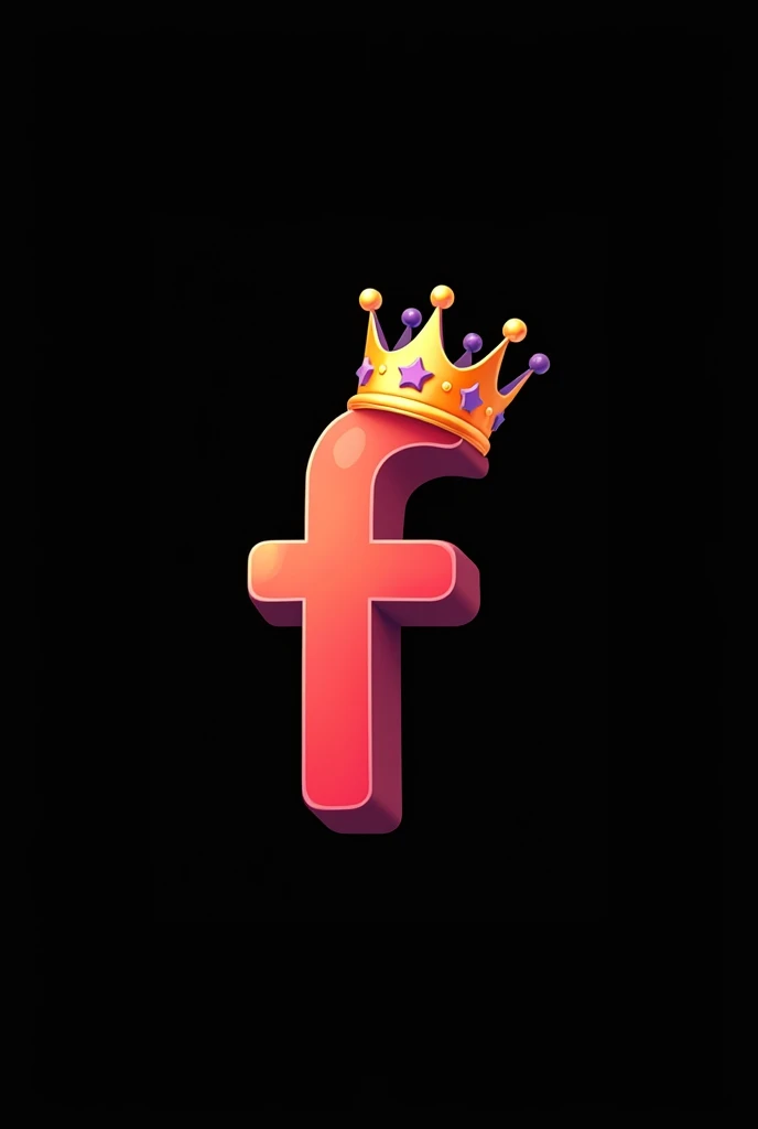 logo for youtube channel with the letter f animated with a crown, with black background