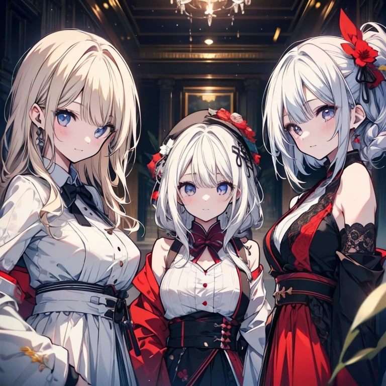 3 girls、Idol Group、Mature、Ample breasts、White Hair、黒いドレvinegar、Alluring shoulder、ミニvinegarカ、vinegar、Night view、vinegarポットライト、looking at the camera、cool、バvinegarトアップ視点、High resolution、Highest quality