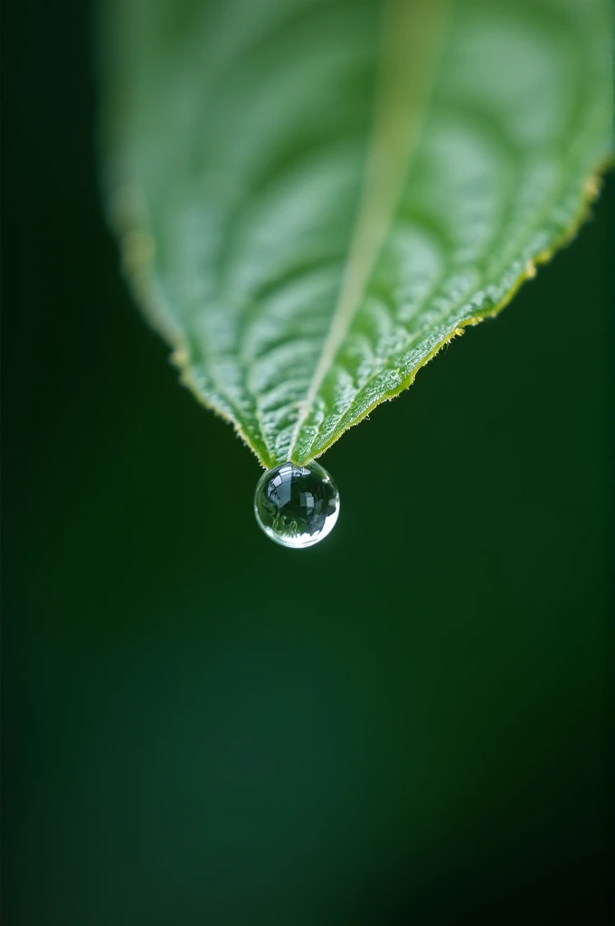 one water drop from leaf, macro shot. nice ambient
