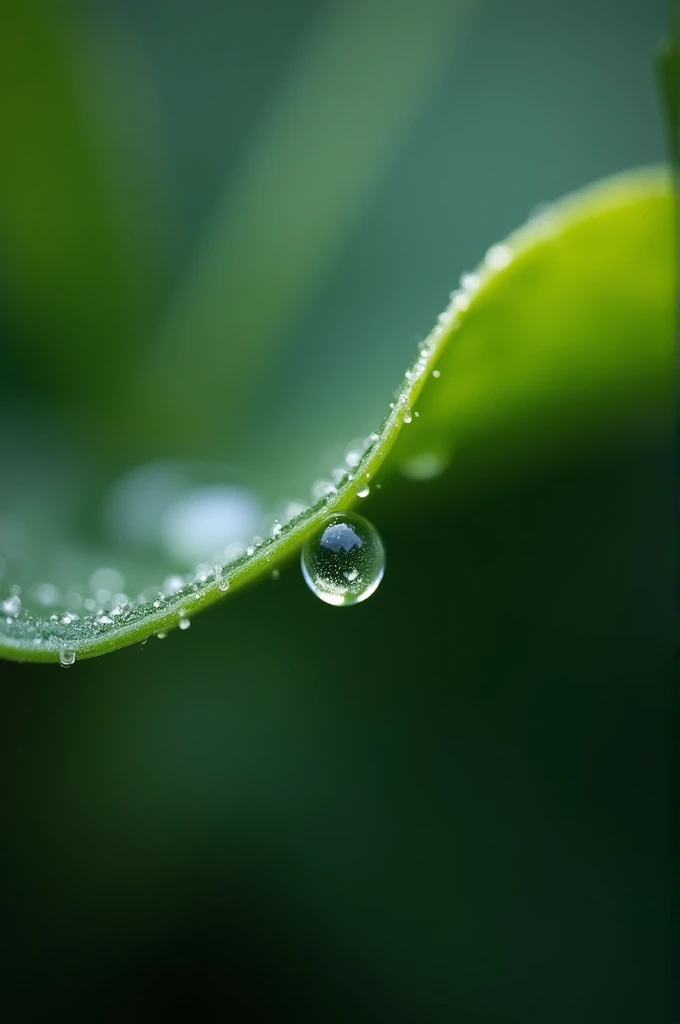 one water drop from leaf, macro shot. nice ambient