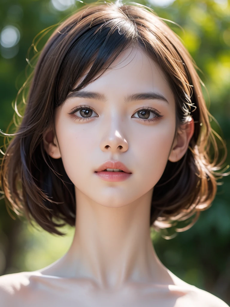 1girl,,Famous idol,1cute girl,very young face,masterpiece,high quality,small face,(medium breasts:1.8)(Masterpiece, Best quality, 8k, 32k, Masterpiece, UHD:1.2, highres, RAW photo, extremely detailed),, highres, (official art, beautiful and aesthetic:1.2), close view, shining sky, vast world, girl, gazing, awe-inspiring expression, distant horizon, clouds, high hill, natural beauty, inspiration, light effects,(Nikon AI AF Nikkor 50mm f/1.4D),(portrait),(Ilko Allexandroff Style lighting), physically-based rendering, (nude:1.8),(naked:1.8),(solo:1.8), bishoujo, (pretty face:1.5), slit eye, beautiful eye, round face, small face, extremely detailed eyes and face, eyes with beautiful details, thin body, tall body, medium hair, wavy hair, bangs,(official art, beautiful and aesthetic:1.2),(anatomical:1.4),(Beauty of form:1.4) Golden ratio,Stroll along the coast of Okinawa:1.8,dramatic angle:1.4,looking at the camera:1.4,(subject solo,1 girl:1.8)