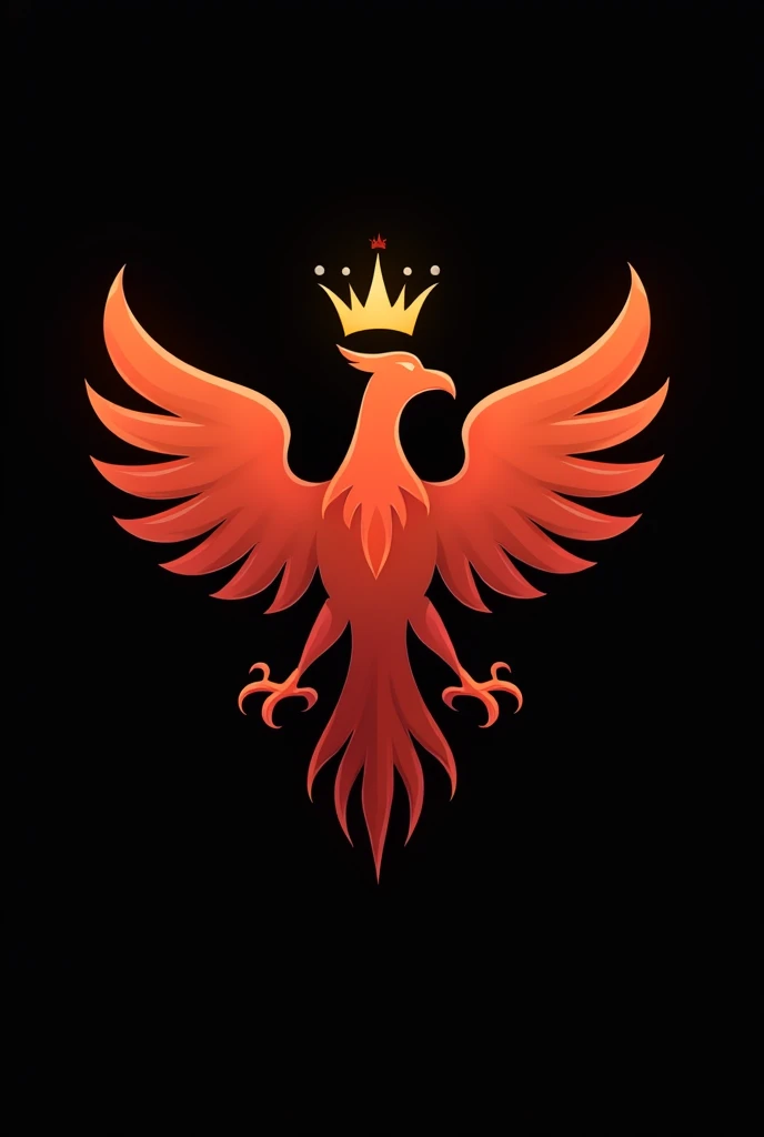 logo for youtube channel with a phoenix with a crown, with black background