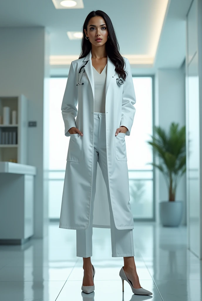 Doctor bitch with makeup on high heels